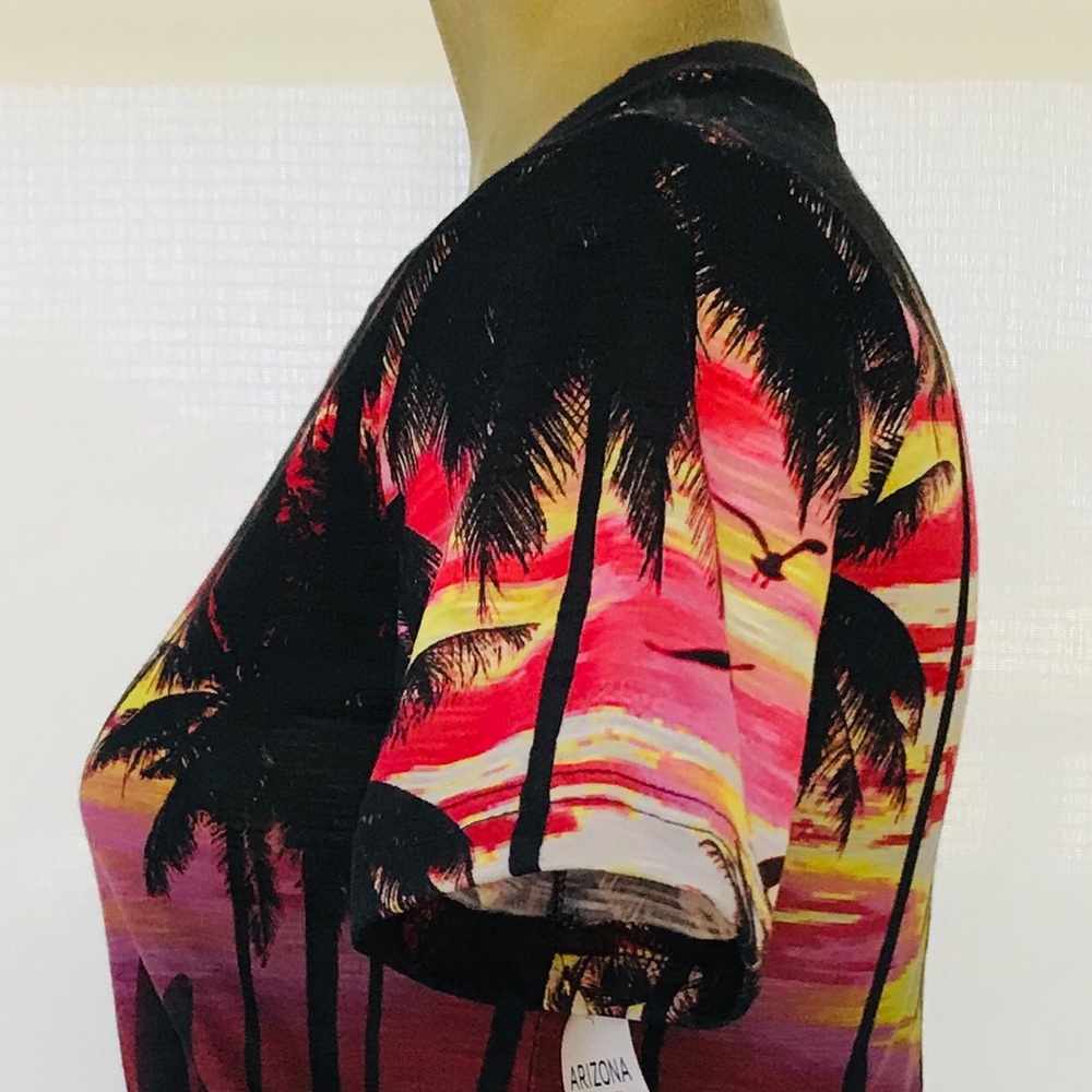 NWT ARIZONA JEAN CO. Black Retro TROPICAL Tee Shirt 14 / 16 - Picture 4 of 5